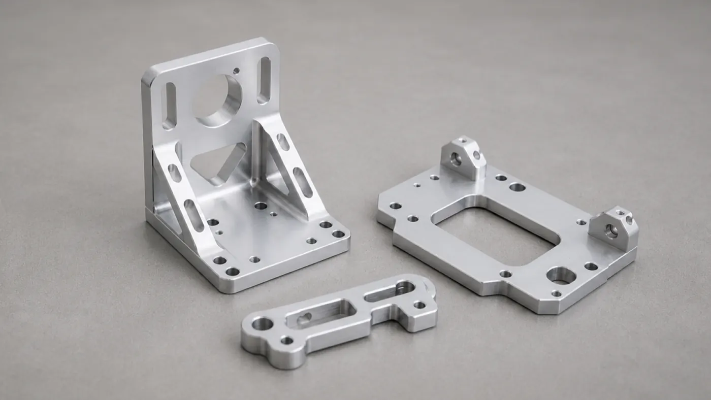CNC machined aluminum brackets and mounting plates with slots and chamfers