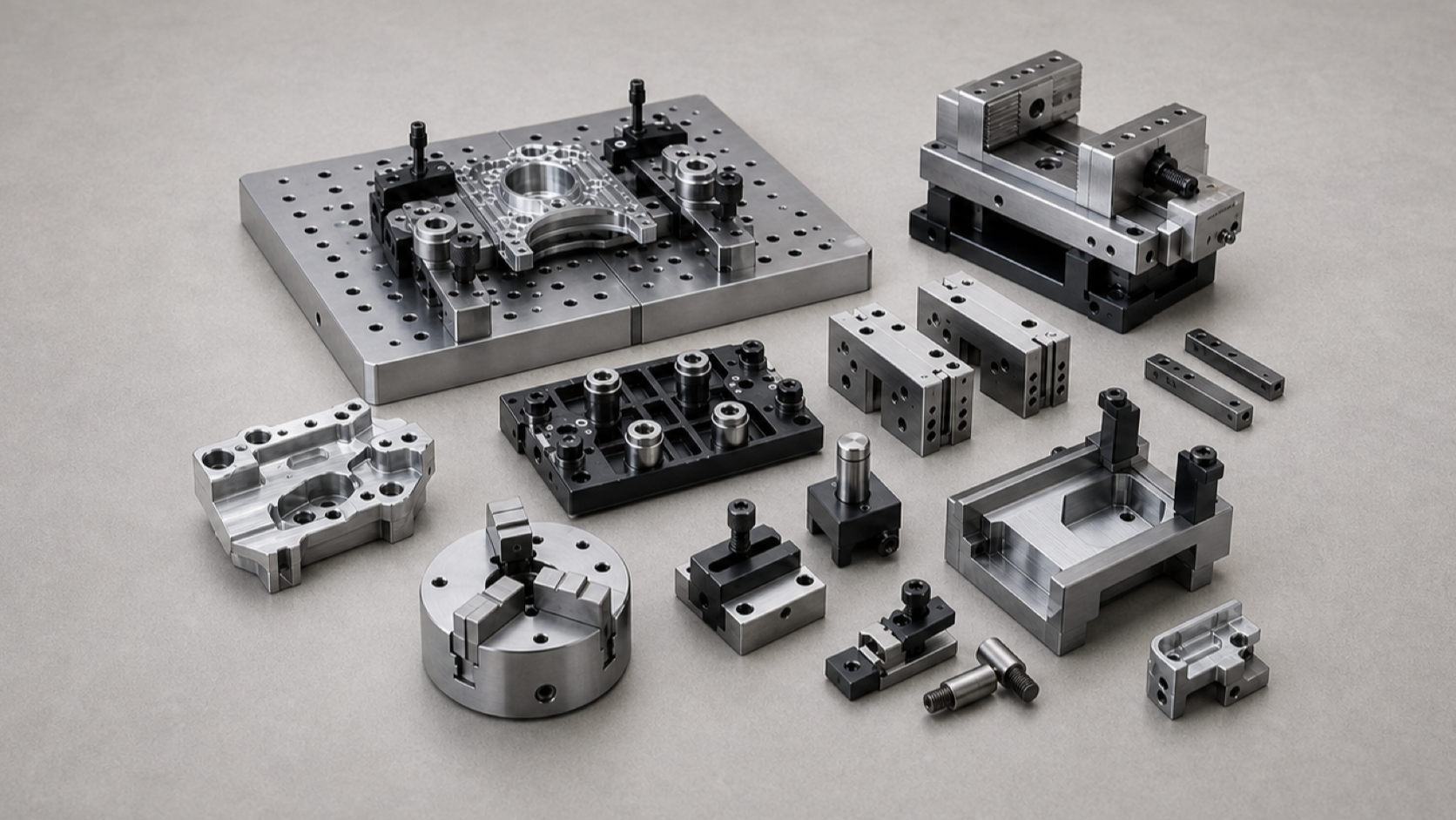 CNC machined fixture plates, soft jaws, clamps, and workholding components